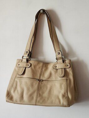 Tignanello shoulder bag cream large leather GUC